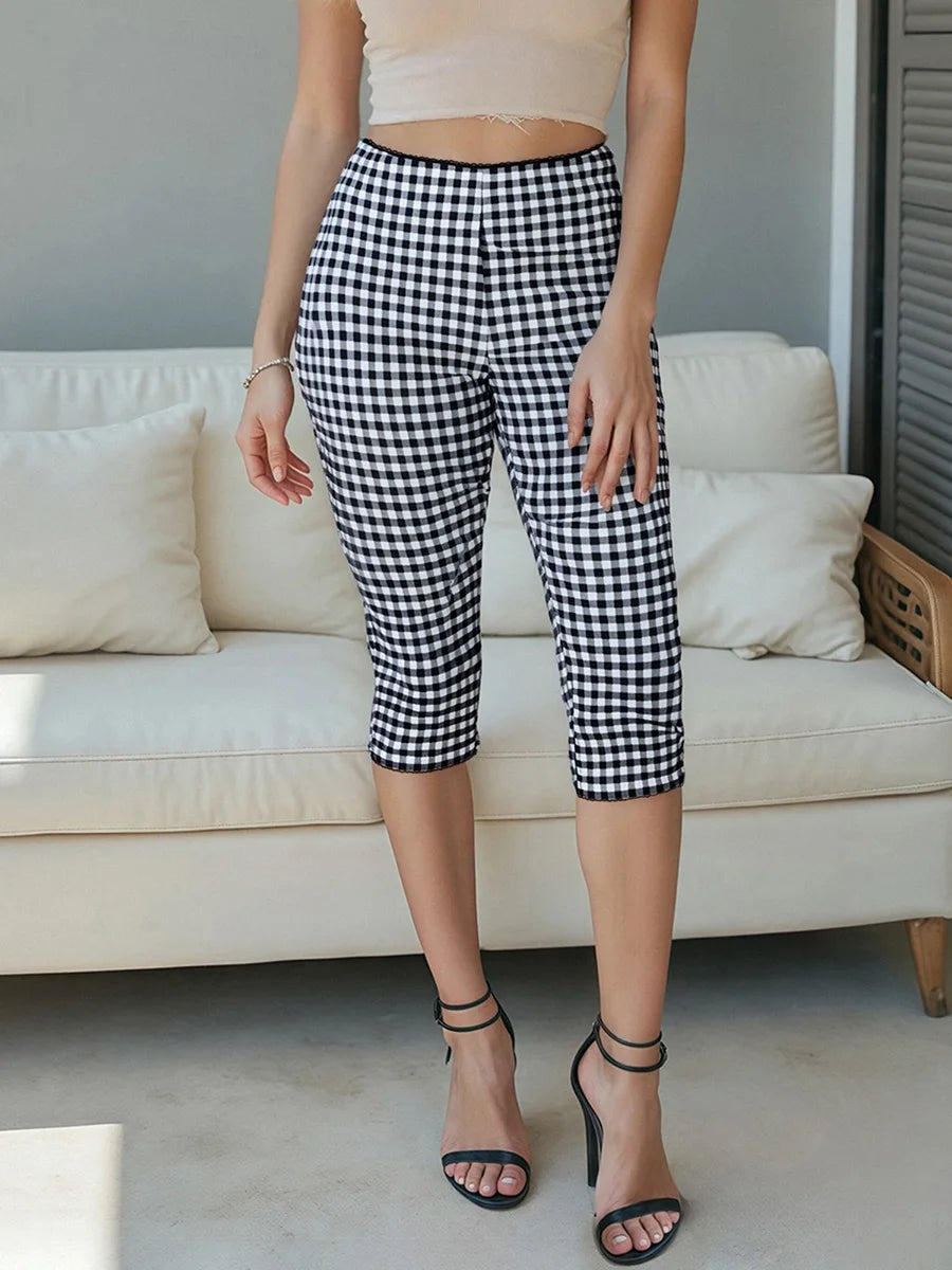 Plaid capris pants