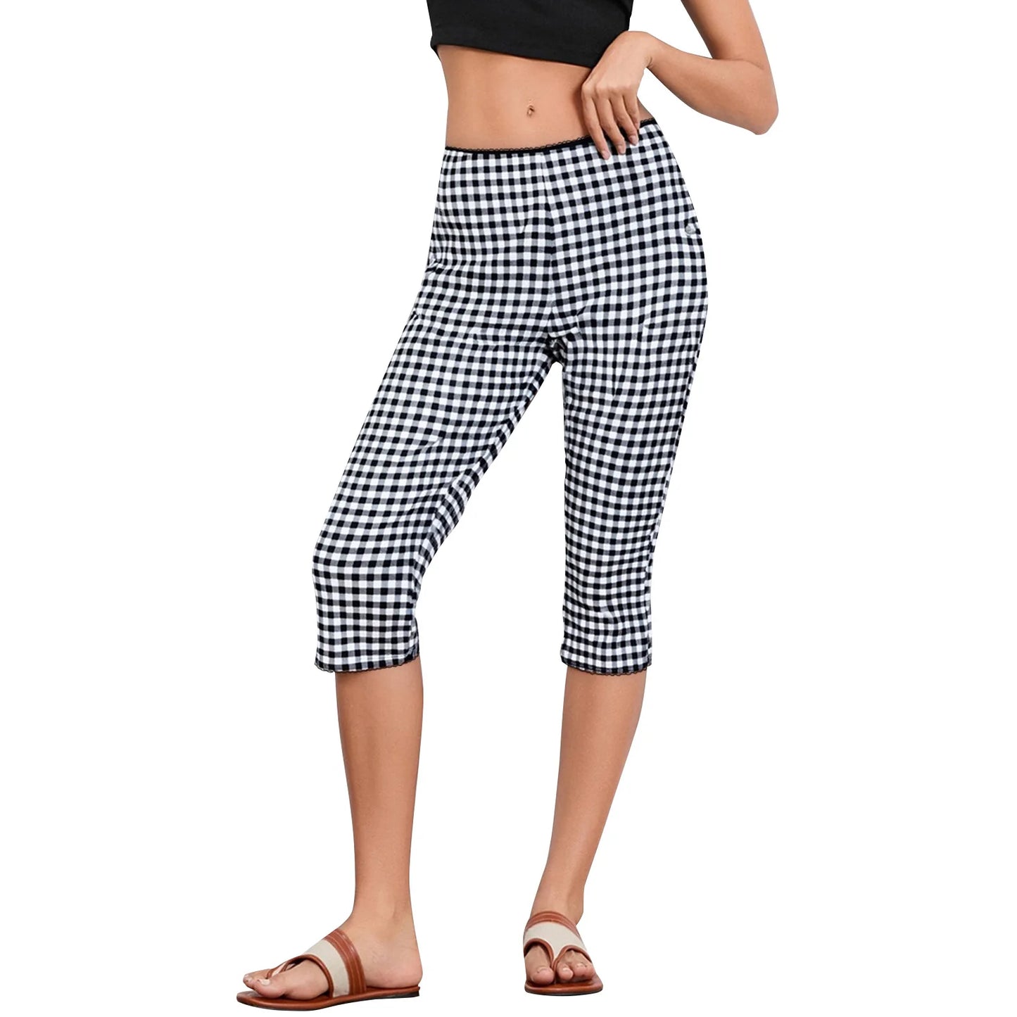 Plaid capris pants