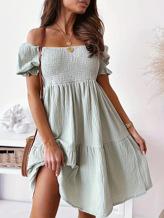 Spring Summer Casual Off-Shoulder Dress