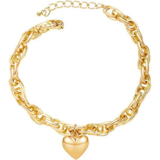 Chunky Puffy Heart Choker Necklace