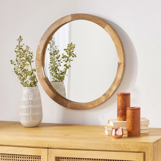 Modern Round Mirror Wood