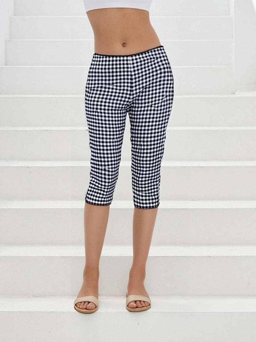Plaid capris pants