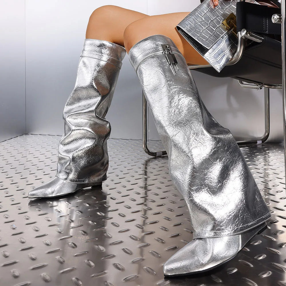 Women Fold Over Knee High Boots